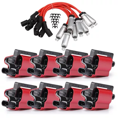 8PCS Square Ignition Coil & Spark Plug Wire For Chevy GMC LS3 4.8/5.3/6.0/8.1L • $138.99