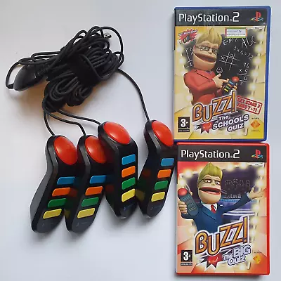 £19.99 • Buy Wired Buzz Buzzers PS2 PlayStation 2 With 2 Games Bundle Big School Quiz Tested