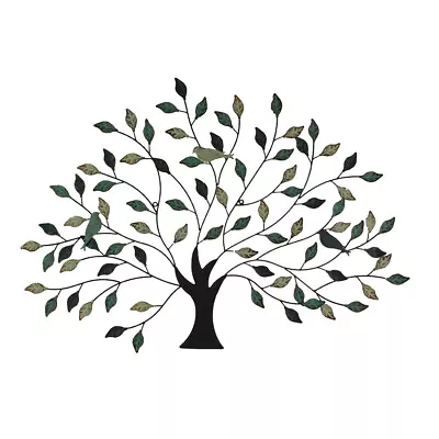 36 Inch Tri Tone Leaves Birds In Branches Metal Tree Indoor Outdoor Wall Decor • $49.95