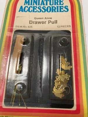 Miniature Dollhouse Realife Hardware. Queen Anne Drawer Pulls. Gold Finish #825 • $3.95