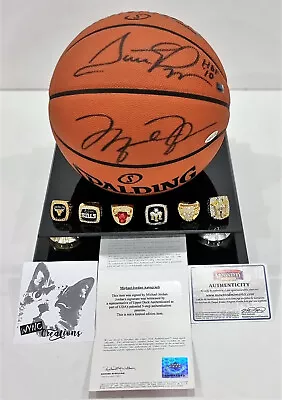 $11999 • Buy Michael Jordan & Scottie Pippen Autographed Ball + 6 Replica Rings - UDA COA 
