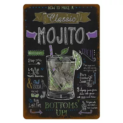 Vintage Classic Mojito Recipe Cocktail Man Cave Pub Shed Bar Cafe METAL SIGN • £3.99