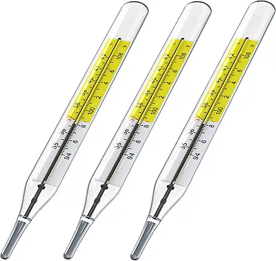 3 PK Glass Thermometer Mercury Free Clinic Thermometer Traditional Thermometer D • $29.07