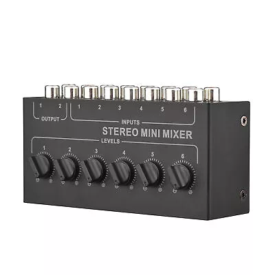 Mini Stereo 6 Channel Passive Mixer RCA Portable Audio Mixer 6 In 2 Out Mixer UK • £15.63