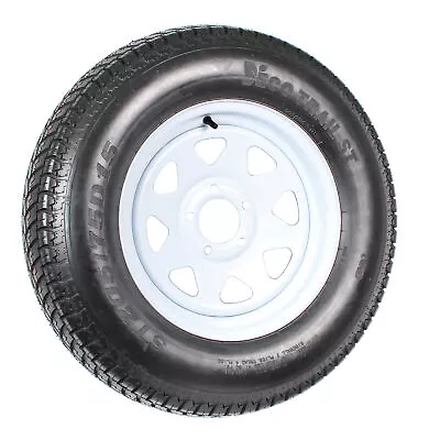 Trailer Tire On Rim ST205/75D15 F78-15 205/75-15 LRC 5 Lug Wheel White Spoke • $109.97