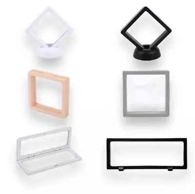 Floating Frame Coin Display Boxes Square / Rectangle Black / White / Grey / Pink • £3.99