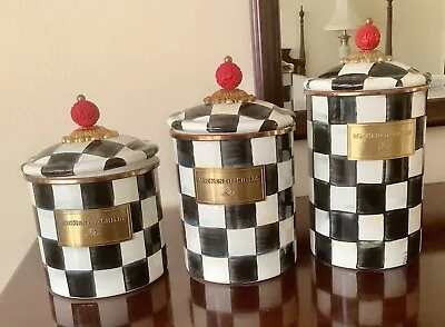 McKenzie-Childs Courtly Check 3-pc Cannister Set Excellent Condition • $275