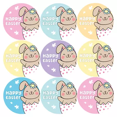 144 Cute Happy Easter Bunny Stickers 30 Mm Reward Stickers For School Teachers • £2.98