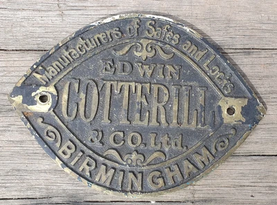 £17 • Buy Victorian Brass Safe Plaque Sign Old Antique Birmingham 