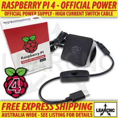 Raspberry Pi 4 Model B Official Power Supply + On / Off Switch  | 4B USB-C USBC • $26.95