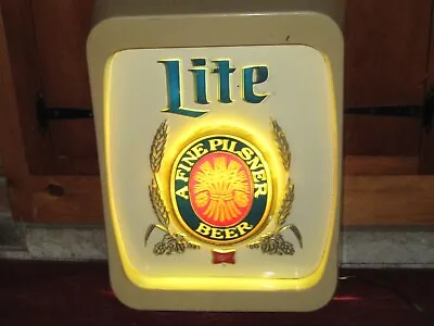 Tested Works Vtg 1970's Miller Lite Lighted Beer Sign Wall Display Bar Mancave • $51.75