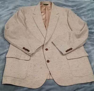 Mens Cream Brown  Suit Jacket Island Elegant Brown Designed Buttons Mens 50 • $11.88