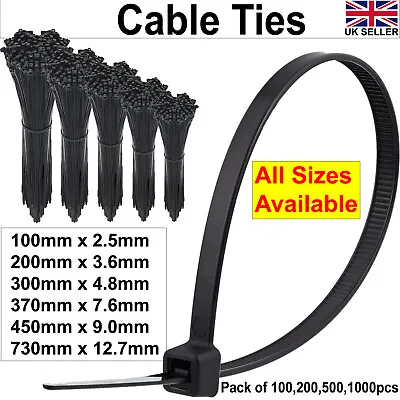 £109.99 • Buy Cable Ties Black Zip Wrap High Quality Long Strong Nylon Fastener Various Sizes