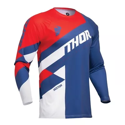 Thor 2024 Sector Checker Offroad Dirt Bike Motocross Jersey Navy/Red • $27.95