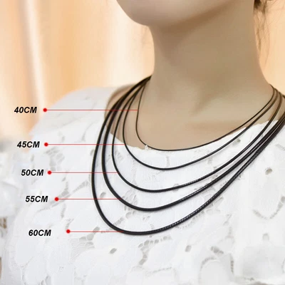 $5.15 • Buy Men Women Black Leather Cord Choker Stainless Necklace Rope (Steel Turn & Click)