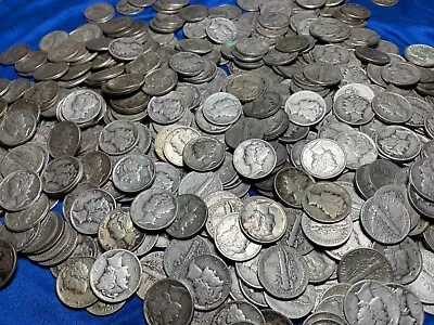 LOT OF 500 SILVER MERCURY DIMES/ GOOD MIX OF DATES AND CONDITION. $50 Face Value • $1295