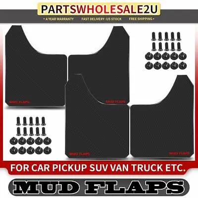 4x Front & Rear Universal Splash Guards Mud Flaps Black Fender W/ Hardware • $23.59