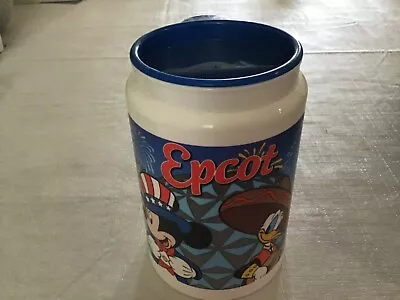 Vintage Collectible Disney Epcot Plastic Handled Travel Mug Mickey Minnie Mouse • $12.90