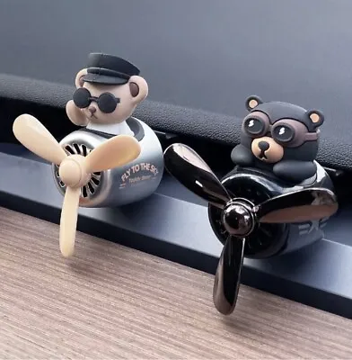 Cute Pilot Bear Car Air Freshener  UK Stock With 2 Fragrance Tablets For Car • £5.99