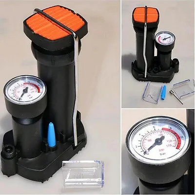 Portable Motorcycle Pressure Gauge Wheel Tyre Tire Tube Inflator Pedal Pump Kit • $18.70