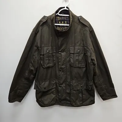 Barbour Vintage Trooper Utility Brown Waterproof Wax Tartan Coat Jacket Size XL • £119.99