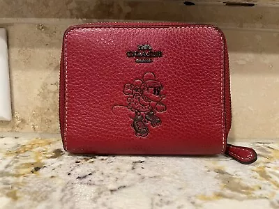 Coach X Disney Minnie Mouse Roller Skating Zip Accordion Red Wallet • $40