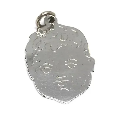 Vintage 925 Sterling Silver Child Kid Little Boy Etched Face Charm Pendant • $32.99