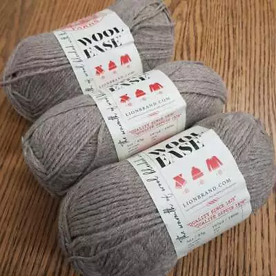 £9.99 • Buy 3 X 85g, Lion Brand Wool-Ease Knitting Yarn, Oatmeal, Grey, Beige