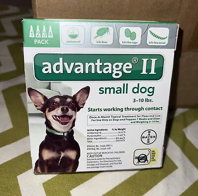 Advantage II Flea & Lice Treatment Medicine Small Dogs 3-10 Lbs 4 Month Supply • $33.99