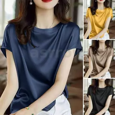 ZANZEA Womens Fashion Satin Silky T Shirts Casual Holiday Beach Clubwear Tops AU • $18.65