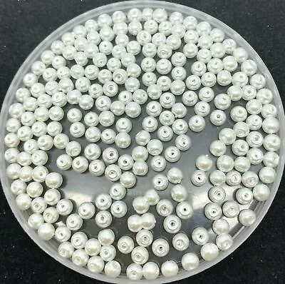 £2.49 • Buy White Glass Pearls - Round Pearl Beads 3mm 4mm 6mm 8mm 10mm 12mm Bridal Wedding