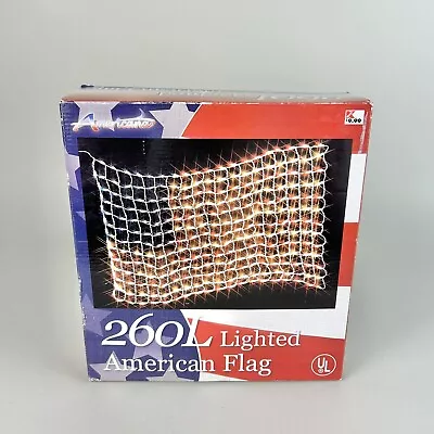 VTG Huge 260L 4th Of July Lighted American Flag Decoration NEW TESTED Works! • $23.75