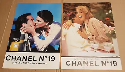 £15 • Buy CHANEL No 19 PARFUM PAIR (2no) ORIGINAL VINTAGE  1986/7 ADVERTS  HARPERS & QUEEN
