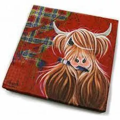 £4.95 • Buy Pack Of 20 Scottish Highland Cow Coo McMoo Tartan Paint 3 Ply Paper Napkins