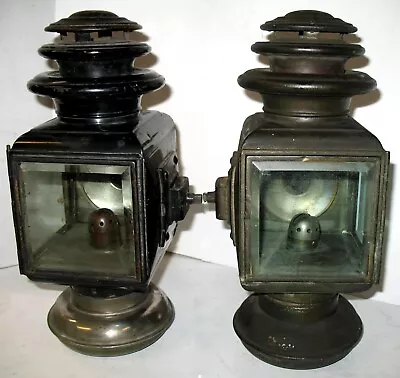 Pair Solar Model 933 All Brass 3-tier Oil Sidelamps Reo Locomobile Model T Ford • $1050