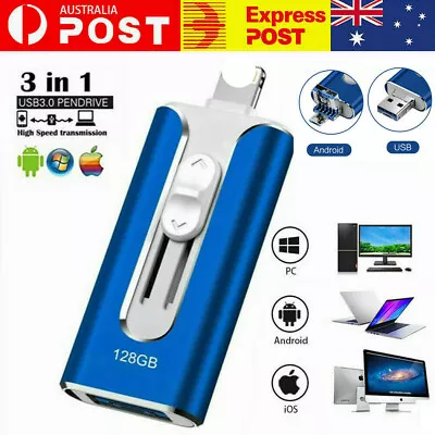 1TB USB Flash Drive 256GB U Disk 3 In 1 Storage Memory Stick For IPhone IPad PC • $23.74