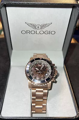 OROLOGIO Mens Chronograph Watch Model 816505RG Monza Collection 18k Rose Gold Pl • $449