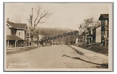 RPPC Oak Street View OAKLAND MD Maryland Garrett County Real Photo Postcard • $29.99