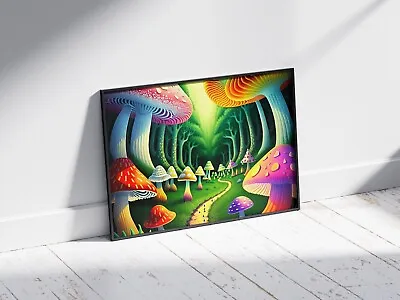 Trippy Psychedelic Magic Mushroom Poster Wall Art Print  A4 A3 Size • £6.95