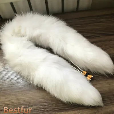 Long Real Fox Fur Tail Scarf Collar Shawl Stole CosplayToys Neck Warmer Scarves • $22.50