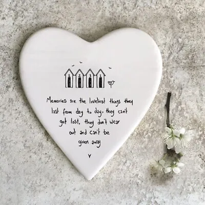 East Of India White Ceramic Memories Are The Loveliest Single Coaster Felt 10cm • £6.25