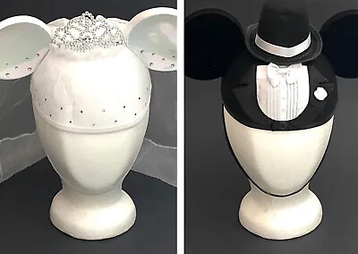 Disney Parks Mickey & Minnie Mouse Wedding Groom And Bride Ears Hat Set Tuxedo • $37.49