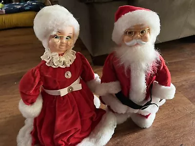 Vintage Santa & Mrs. Claus Handmade Red Velvet Christmas Holiday Dolls • $27