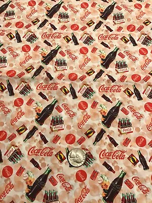 Custom Cotton Fabric Coke Coca-Cola Soda REMNANT/PIECE 13”x18” • $7.95