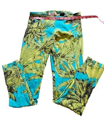 2011 VERSACE For H&M Green Tropical Palm Print Stretchy Leggings - US 10 • $45