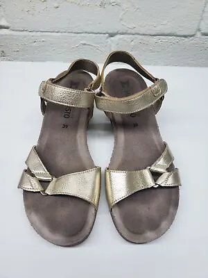 Mephisto Womens Hook & Loop Comfort Metallic Gold Strappy Sandals Sz 39EU 8.5 US • $29.99