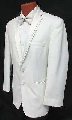 Mens White Tuxedo Jacket With Satin Lapels Formal Wedding Cruise Prom Mason 40XL • $49.49