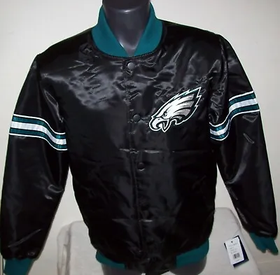 Eagles Jacket Philadelphia Starter Snap Down Jacket BLACK  S M  2X • $105.99