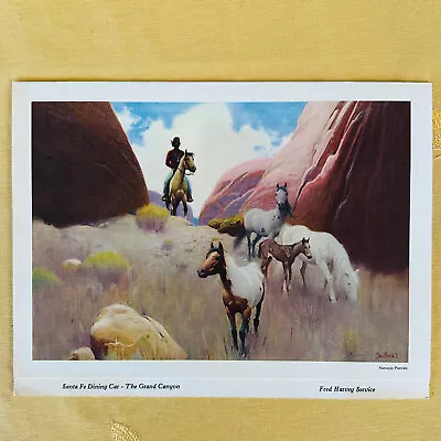 Fred Harvey Santa Fe Railroad Dining Car Dinner Menu Grand Canyon Navajo Ponies • $22.95