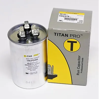 TitanPro TRCFD405 HVAC Round Dual Motor Run Capacitor. 40/5 MFD/UF 440/370 Volts • $13.39